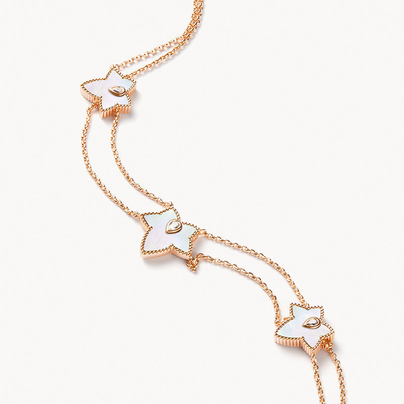 Mother of Pearl Bead Three-Leaf Necklace