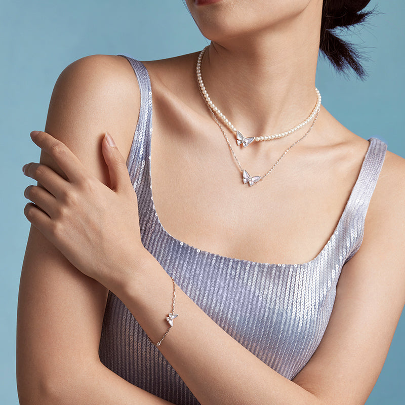 Crystal Butterfly Necklace & Bracelet Gift Set