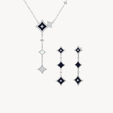 Blue Sandstone Chain Necklace & Earrings Gift Set