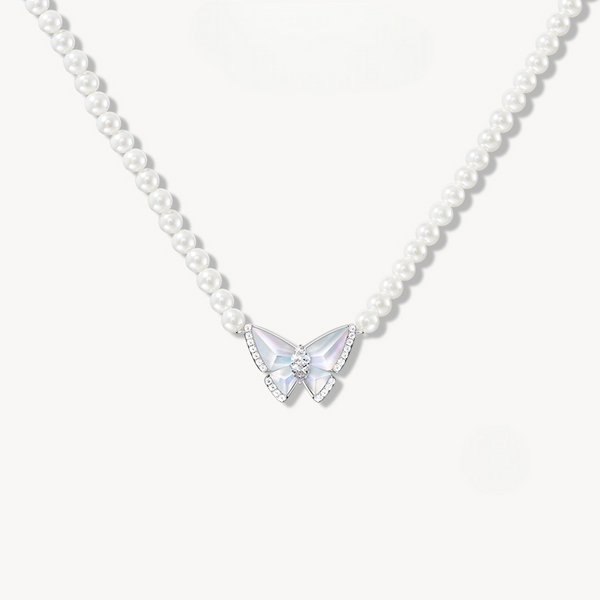 Crystal Butterfly Artificial Pearl Necklace